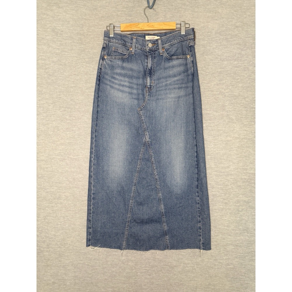 Levi Strauss Womens Denim Maxi Skirt Size 6 28 Jean Blue Signature Straight Long